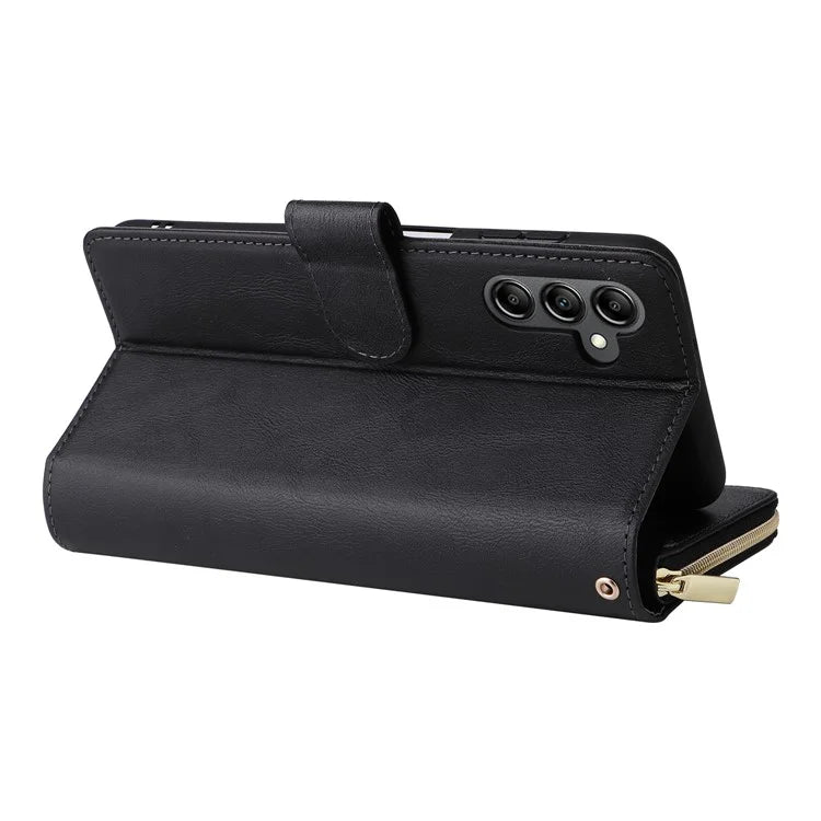 For Samsung Galaxy A15 4G / A15 5G Case Leather 9 Card Slots Phone Cover with Wrist Strap