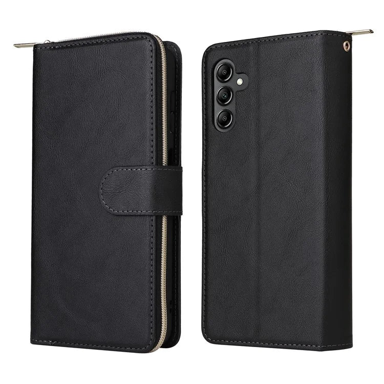 For Samsung Galaxy A15 4G / A15 5G Case Leather 9 Card Slots Phone Cover with Wrist Strap