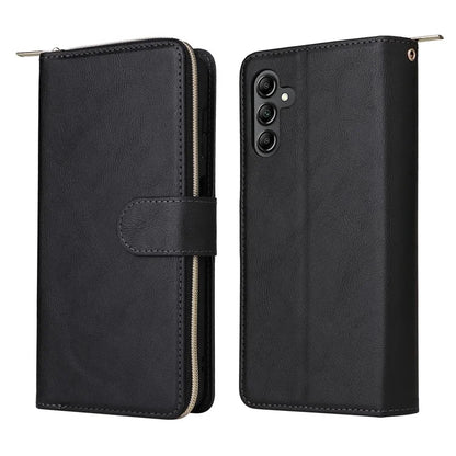 For Samsung Galaxy A15 4G / A15 5G Case Leather 9 Card Slots Phone Cover with Wrist Strap