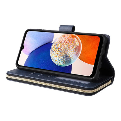 For Samsung Galaxy A15 4G / A15 5G Case Leather 9 Card Slots Phone Cover with Wrist Strap