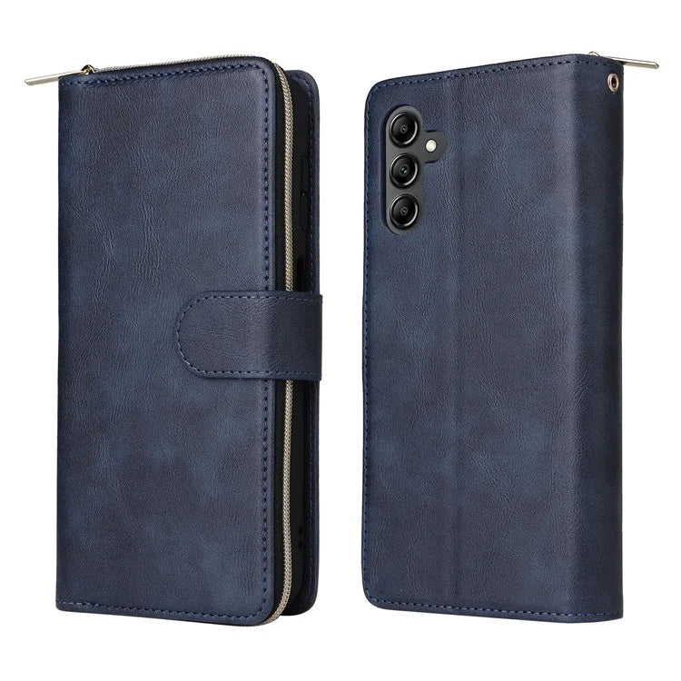 For Samsung Galaxy A15 4G / A15 5G Case Leather 9 Card Slots Phone Cover with Wrist Strap