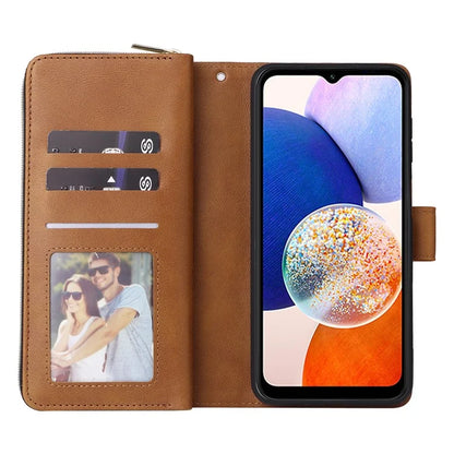 For Samsung Galaxy A15 4G / A15 5G Case Leather 9 Card Slots Phone Cover with Wrist Strap