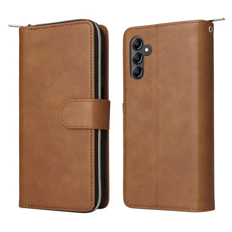 For Samsung Galaxy A15 4G / A15 5G Case Leather 9 Card Slots Phone Cover with Wrist Strap