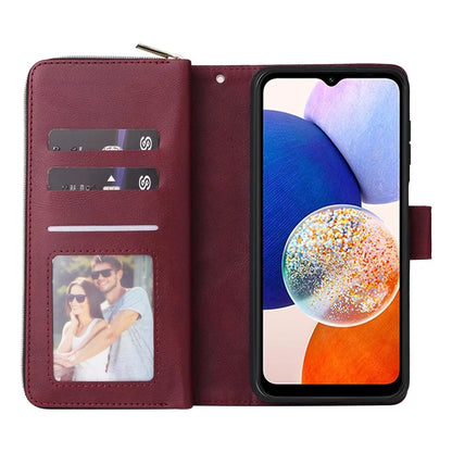 For Samsung Galaxy A15 4G / A15 5G Case Leather 9 Card Slots Phone Cover with Wrist Strap