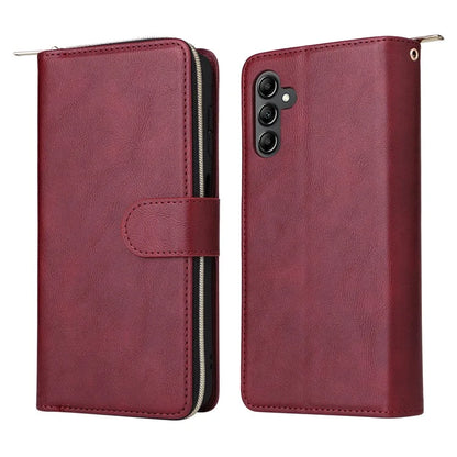 For Samsung Galaxy A15 4G / A15 5G Case Leather 9 Card Slots Phone Cover with Wrist Strap