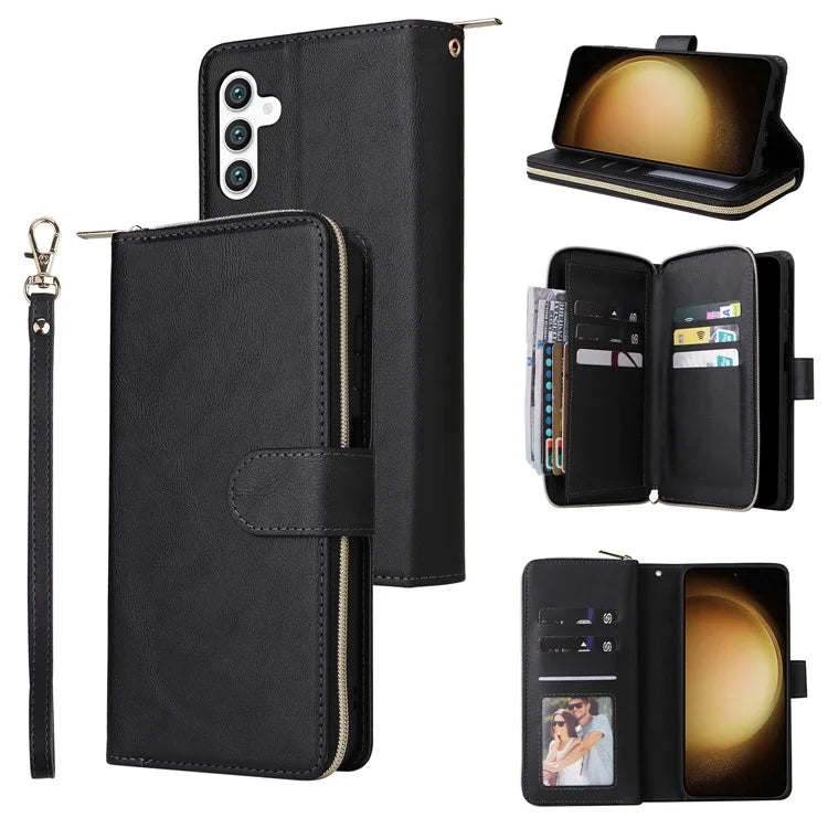 For Samsung Galaxy S24+ Case Leather 9 Card Holders Phone Protective Cover