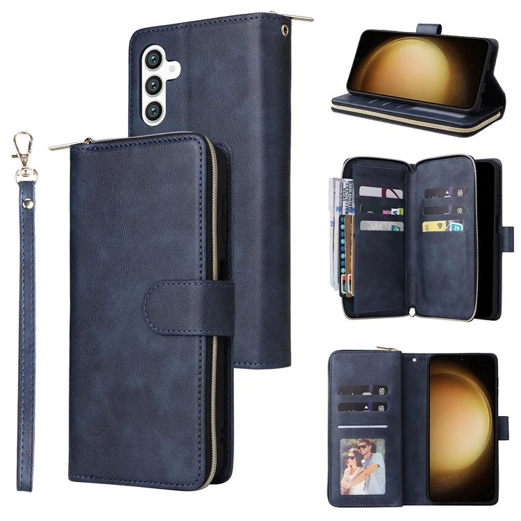 For Samsung Galaxy S24+ Case Leather 9 Card Holders Phone Protective Cover