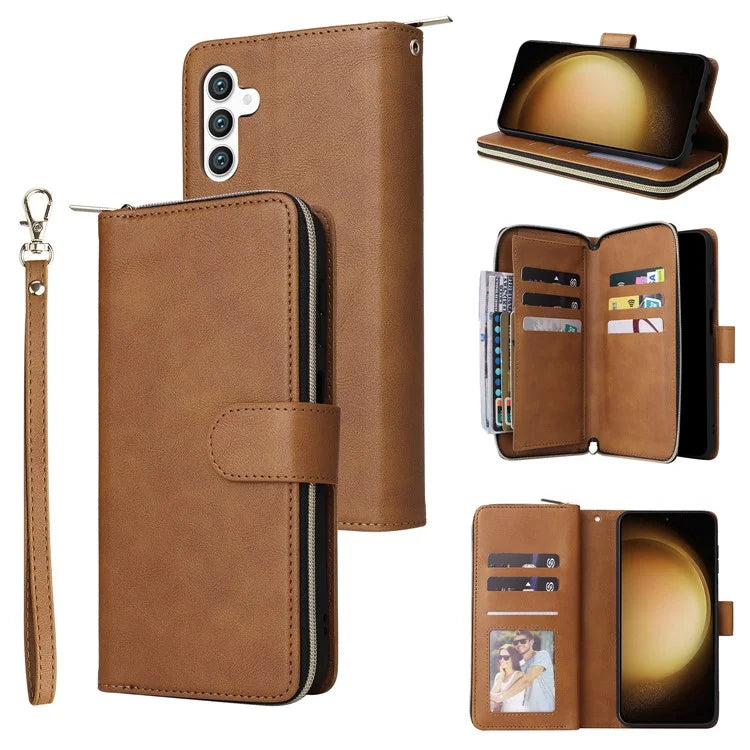 For Samsung Galaxy S24+ Case Leather 9 Card Holders Phone Protective Cover