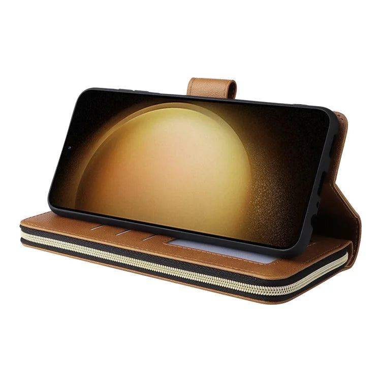 For Samsung Galaxy S24+ Case Leather 9 Card Holders Phone Protective Cover