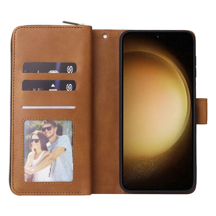 For Samsung Galaxy S24+ Case Leather 9 Card Holders Phone Protective Cover