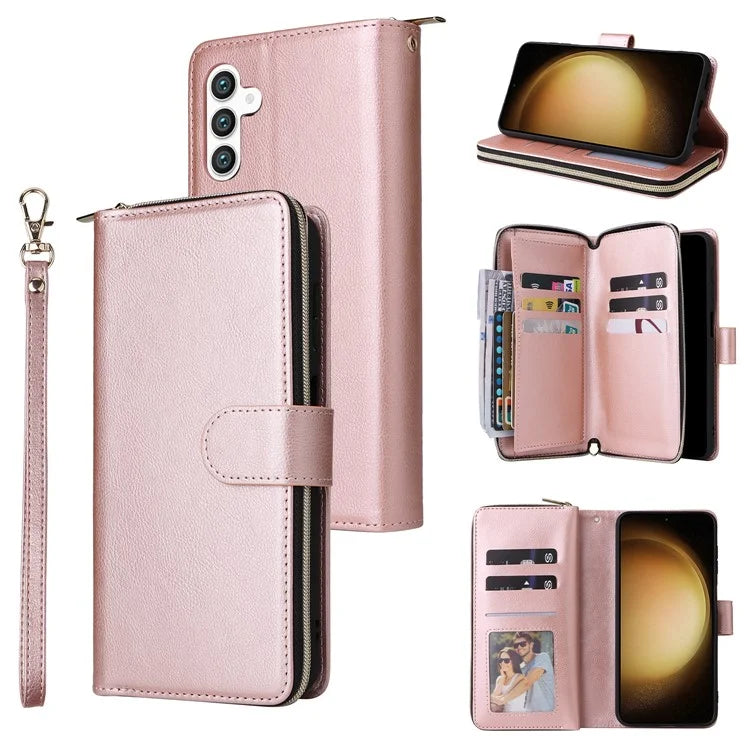 For Samsung Galaxy S24+ Case Leather 9 Card Holders Phone Protective Cover