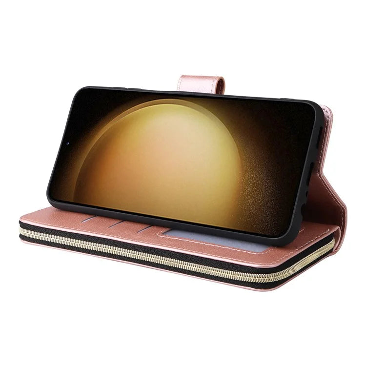 For Samsung Galaxy S24+ Case Leather 9 Card Holders Phone Protective Cover