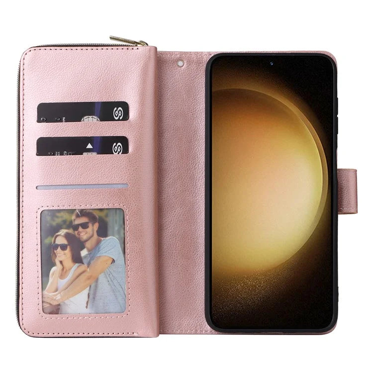 For Samsung Galaxy S24+ Case Leather 9 Card Holders Phone Protective Cover