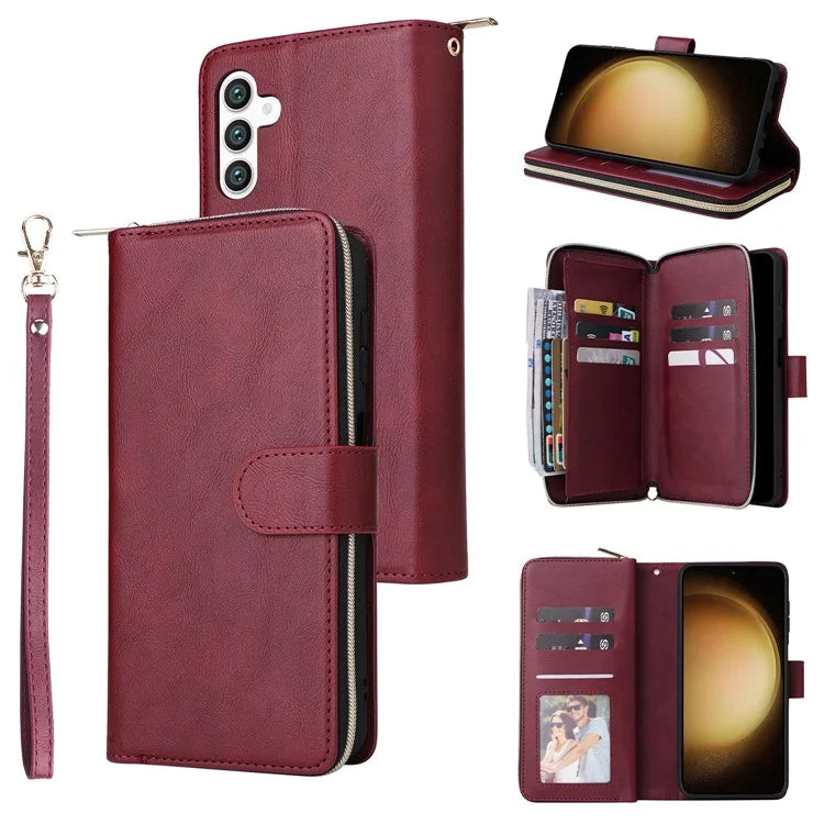 For Samsung Galaxy S24+ Case Leather 9 Card Holders Phone Protective Cover