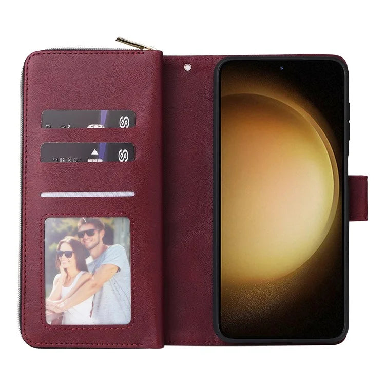 For Samsung Galaxy S24+ Case Leather 9 Card Holders Phone Protective Cover