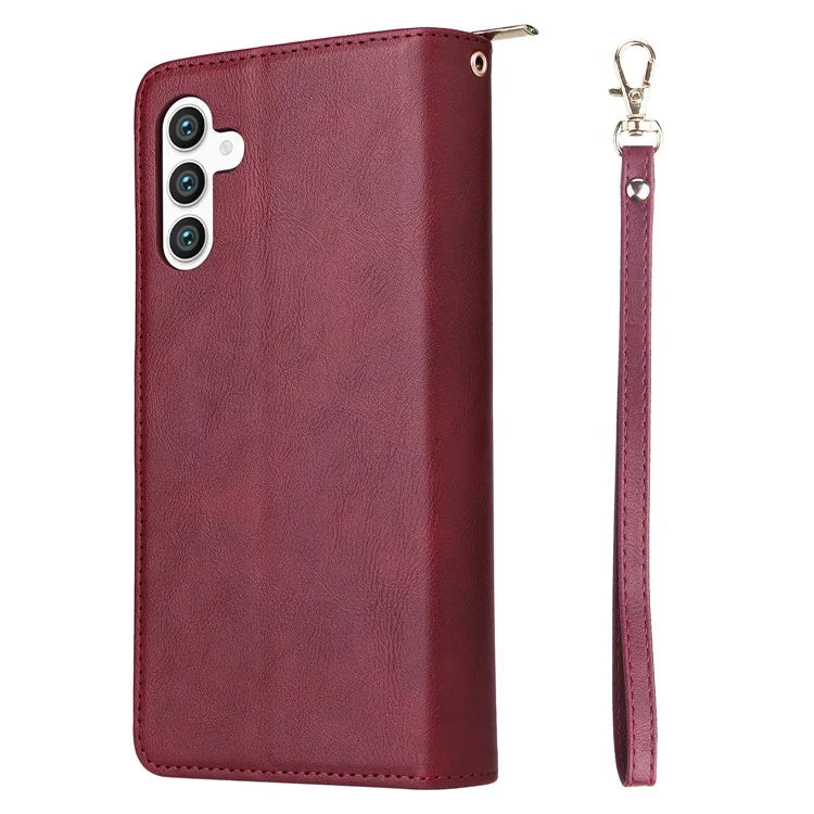 For Samsung Galaxy S24+ Case Leather 9 Card Holders Phone Protective Cover