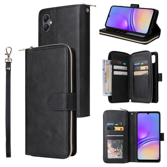 For Samsung Galaxy A05 4G Case Card Slots Zipper Wallet Leather Phone Cover