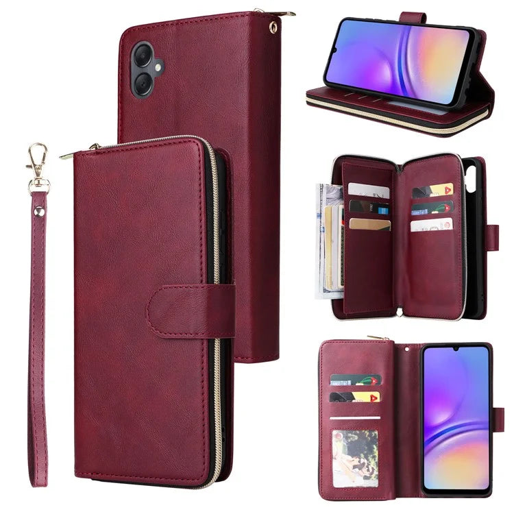 For Samsung Galaxy A05 4G Case Card Slots Zipper Wallet Leather Phone Cover