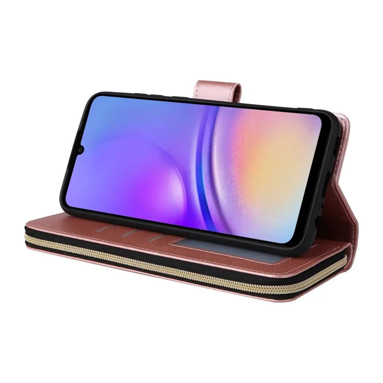 For Samsung Galaxy A05 4G Case Card Slots Zipper Wallet Leather Phone Cover