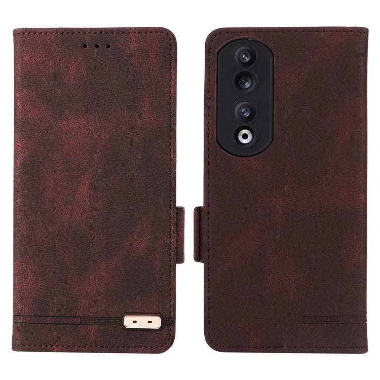 For Honor 90 Pro Case Hardware Decor Leather Flip Phone Cover