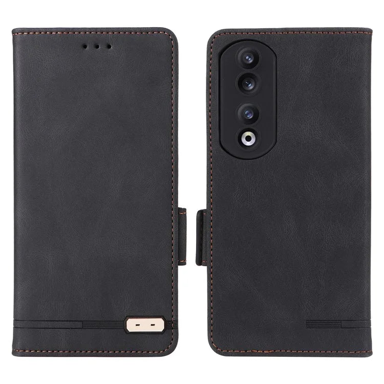 For Honor 90 Pro Case Hardware Decor Leather Flip Phone Cover