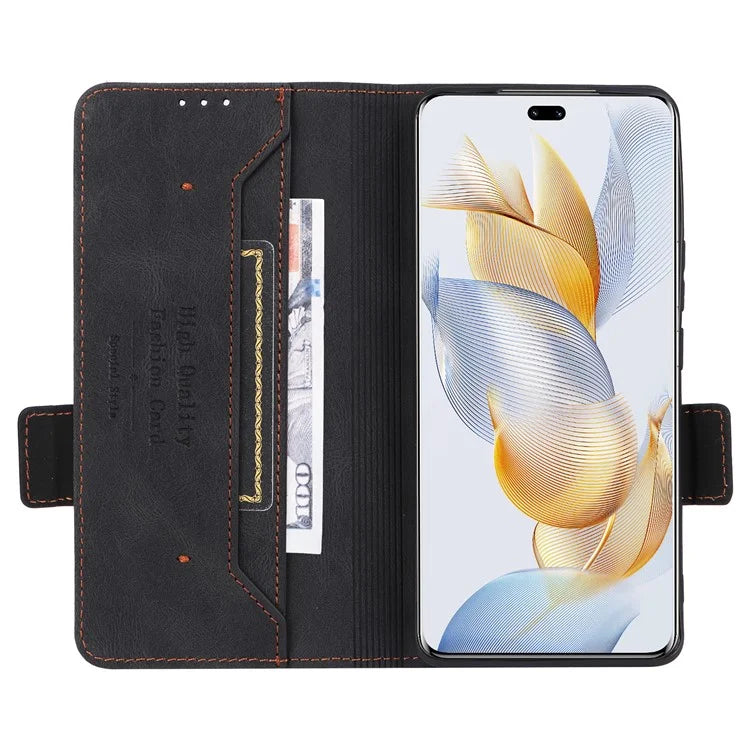 For Honor 90 Pro Case Hardware Decor Leather Flip Phone Cover