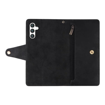 For Samsung Galaxy S24 Case Rivet Decor Zipper Pocket PU Leather Phone Cover