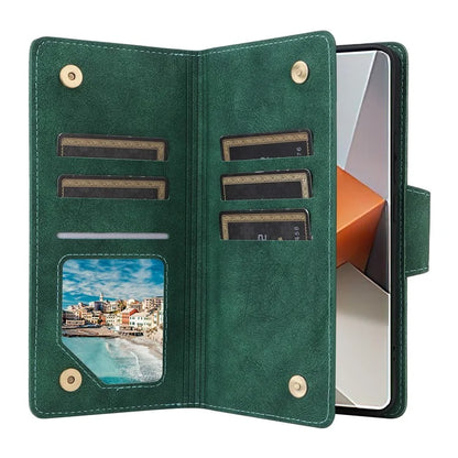 For Xiaomi Redmi Note 13 Pro+ 5G Case Rivet Decor PU Leather Wrist Strap Phone Cover