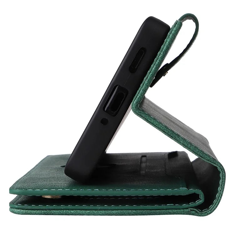For Xiaomi Redmi Note 13 Pro+ 5G Case Rivet Decor PU Leather Wrist Strap Phone Cover