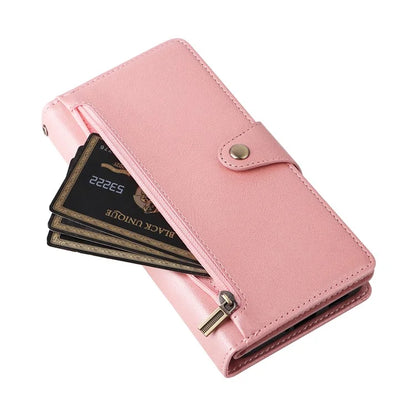 For Xiaomi Redmi Note 13 Pro+ 5G Case Rivet Decor PU Leather Wrist Strap Phone Cover