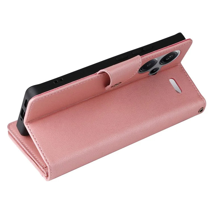 For Xiaomi Redmi Note 13 Pro+ 5G Case Rivet Decor PU Leather Wrist Strap Phone Cover