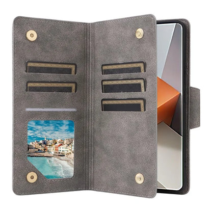 For Xiaomi Redmi Note 13 Pro+ 5G Case Rivet Decor PU Leather Wrist Strap Phone Cover