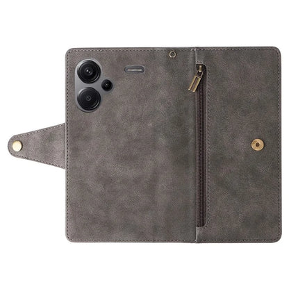 For Xiaomi Redmi Note 13 Pro+ 5G Case Rivet Decor PU Leather Wrist Strap Phone Cover