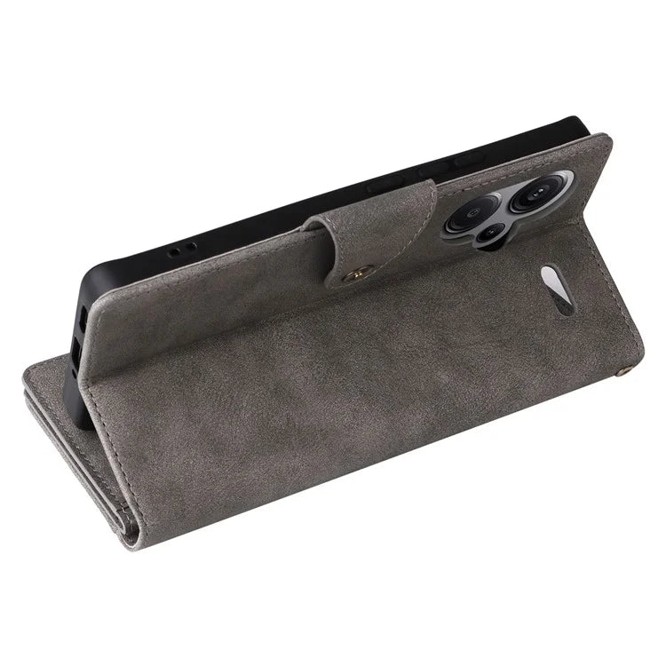 For Xiaomi Redmi Note 13 Pro+ 5G Case Rivet Decor PU Leather Wrist Strap Phone Cover