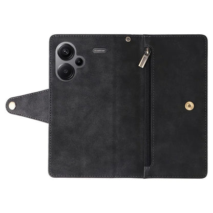For Xiaomi Redmi Note 13 Pro+ 5G Case Rivet Decor PU Leather Wrist Strap Phone Cover