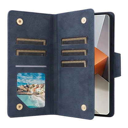 For Xiaomi Redmi Note 13 Pro+ 5G Case Rivet Decor PU Leather Wrist Strap Phone Cover