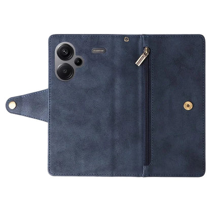 For Xiaomi Redmi Note 13 Pro+ 5G Case Rivet Decor PU Leather Wrist Strap Phone Cover