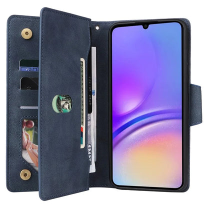 For Samsung Galaxy A05 4G Leather Case Wallet Zipper Pocket Phone Cover Rivet Decor