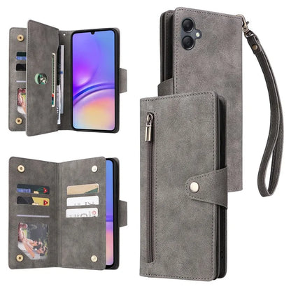 For Samsung Galaxy A05 4G Leather Case Wallet Zipper Pocket Phone Cover Rivet Decor