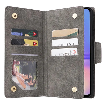 For Samsung Galaxy A05 4G Leather Case Wallet Zipper Pocket Phone Cover Rivet Decor