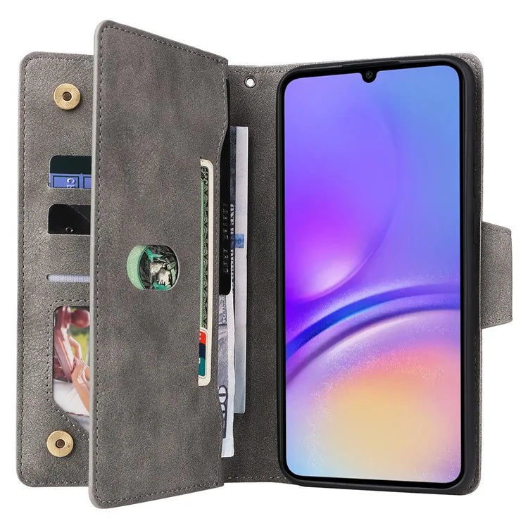 For Samsung Galaxy A05 4G Leather Case Wallet Zipper Pocket Phone Cover Rivet Decor