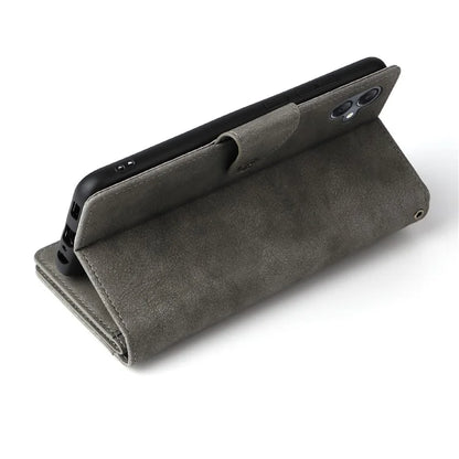 For Samsung Galaxy A05 4G Leather Case Wallet Zipper Pocket Phone Cover Rivet Decor
