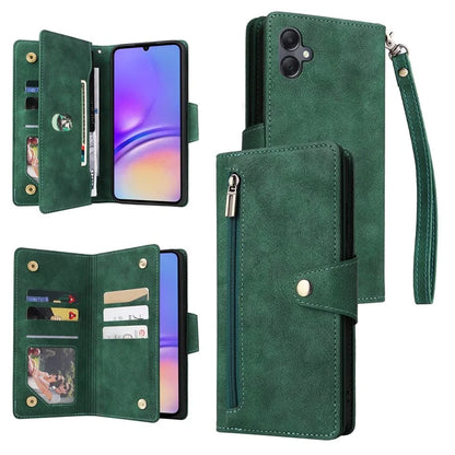 For Samsung Galaxy A05 4G Leather Case Wallet Zipper Pocket Phone Cover Rivet Decor