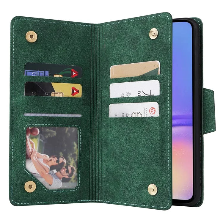 For Samsung Galaxy A05 4G Leather Case Wallet Zipper Pocket Phone Cover Rivet Decor