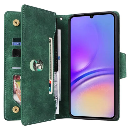 For Samsung Galaxy A05 4G Leather Case Wallet Zipper Pocket Phone Cover Rivet Decor