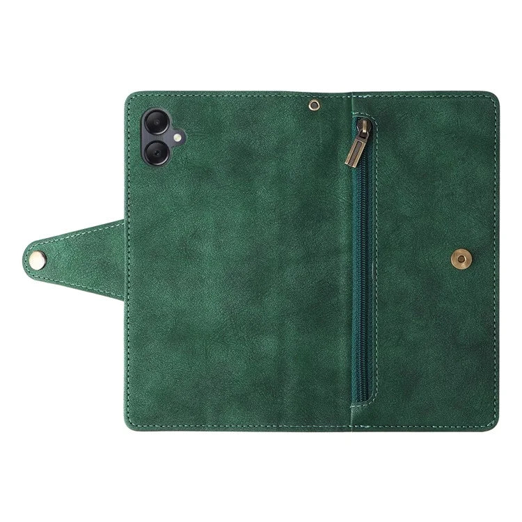 For Samsung Galaxy A05 4G Leather Case Wallet Zipper Pocket Phone Cover Rivet Decor