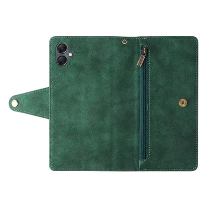 For Samsung Galaxy A05 4G Leather Case Wallet Zipper Pocket Phone Cover Rivet Decor