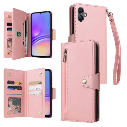 For Samsung Galaxy A05 4G Leather Case Wallet Zipper Pocket Phone Cover Rivet Decor