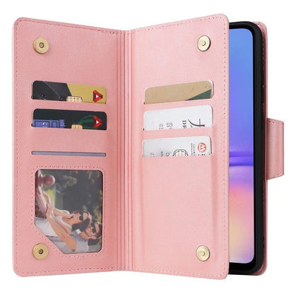 For Samsung Galaxy A05 4G Leather Case Wallet Zipper Pocket Phone Cover Rivet Decor