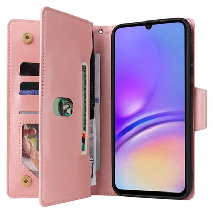 For Samsung Galaxy A05 4G Leather Case Wallet Zipper Pocket Phone Cover Rivet Decor